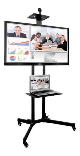 Pedestal Para Tv E Notebook C Rodinhas Suporte Chão Rodizio