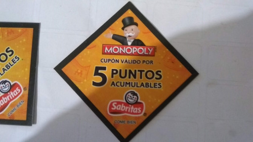 Cupones De 5 Puntos Monopoly Sabritas, 2014 Con Codigo