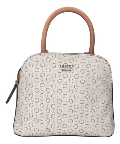 Bolsa Guess Mm923979 Nueva 100 % Original Con Etiqueta Blanco Estampado Níquel Café