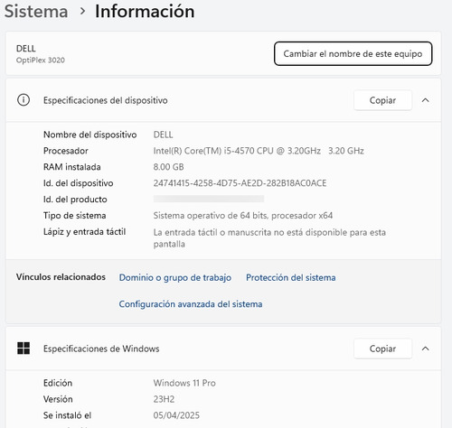 Cpu Dell Optiplex 3020 Core I5 8 Gb Ram 256 Gb Ssd (Usado)