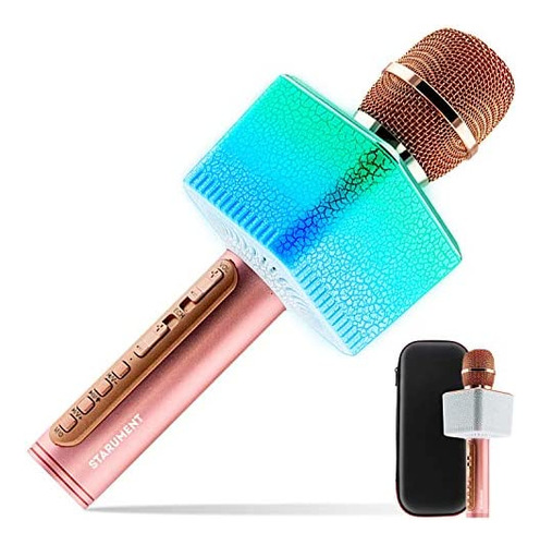 Starument 3 En 1 Micrófono De Karaoke Inalámbrico Bluetooth Color oro rosa