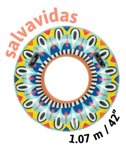 Aro Flotador Inflable Salvavidas C Agarraderas 1.07m Piscina