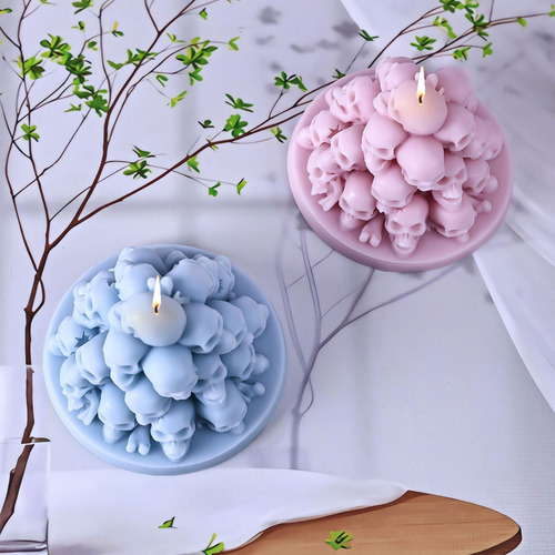 Molde De Silicona Con Forma De Cabeza Para Velas Y Jabón