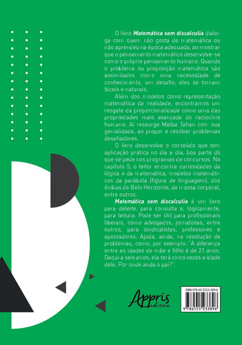 Matemática sem discalculia, de Souza, Newton De. Editorial Appris Editora e Livraria Eireli - ME, capa mole em português, 2021