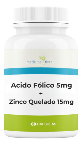 Acido Fólico 5mg Com Zinco 15mg 60 Cáp Desenvolvimento Fetal Sabor Without Flavor