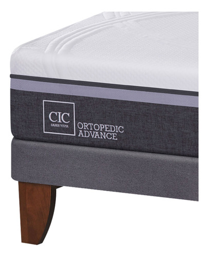 Cama Europea King Cic Ortopedic Advance + Almohadas Gris