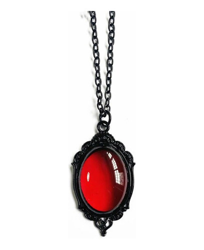 Collar Con Colgante De Camafeo De Cristal De Cuarz Red-black