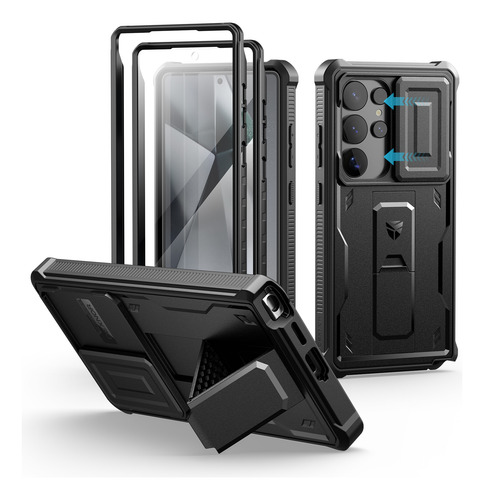 Funda Dexnor Para Samsung Galaxy S25 Ultra, Funda Deslizante Para Cámara, Con Protector De Pantalla Y Soporte, Funda Resistente Y Resistente