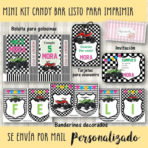 Candy Bar Mini Kit Imprimible Cuatriciclos Mod.1 Cumpleaños 