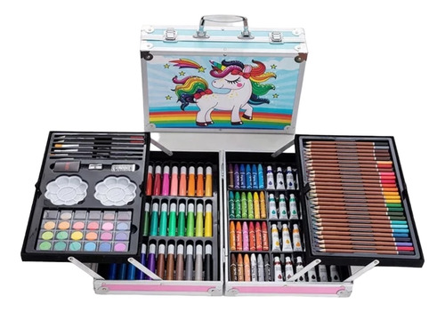 Kit Maleta Unicornio 145 Piezas+libro Para Pintar 32 Paginas