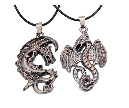 Collares Novios Dragones Acero Modernos Parejas Amigos Amor.