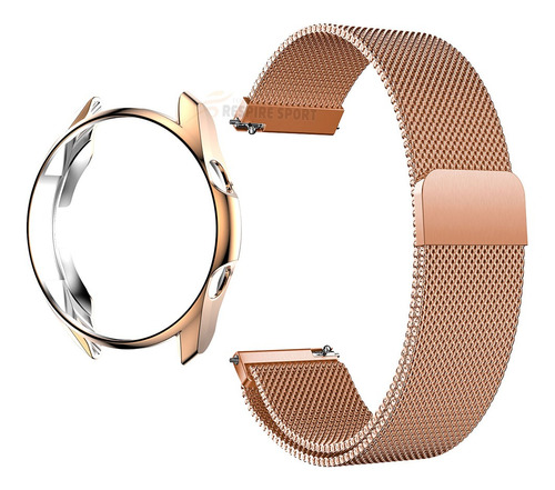 Pulseira Aço Fecho Magnetico + Capa Para Galaxy Watch 3 45mm Cor Rosê Gold