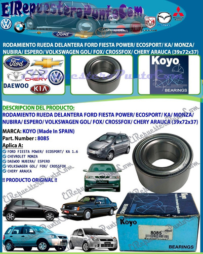 Rodamiento Delantero Fiesta Power Ecosport Ka (39x72x37)