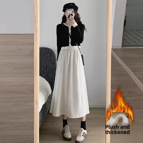 Falda Midi En A De Pana Con Forro Polar, Otoño/invierno