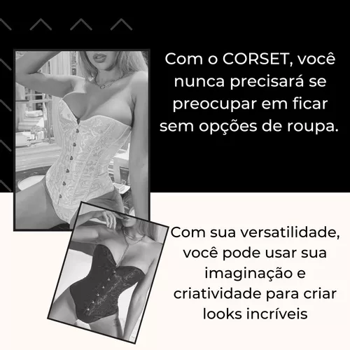 Corpete Corset Corselet Underbust Alça Couro Pu Preto M665 - Fantasy  Shopping Brasil - Corpete - Magazine Luiza