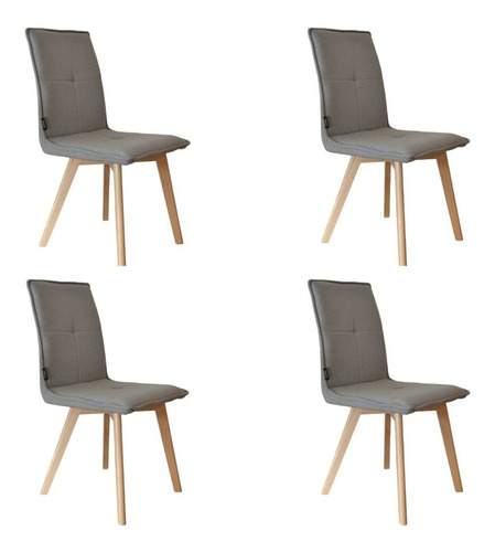 Silla Amanda Chenille Pack 4 Unid Nordica Base Madera