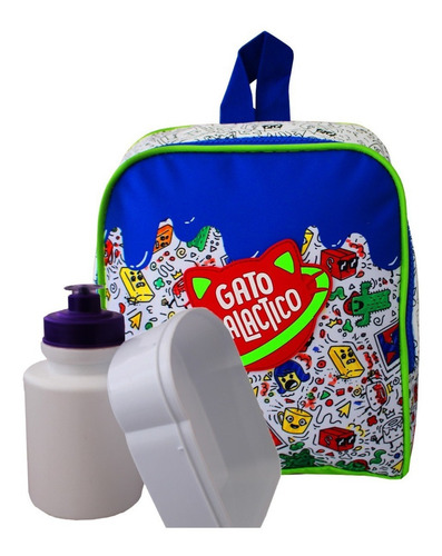 Imagem 7 de 10 de Mochila Gato Galáctico + Kit Lancheira + Estojo Youtuber