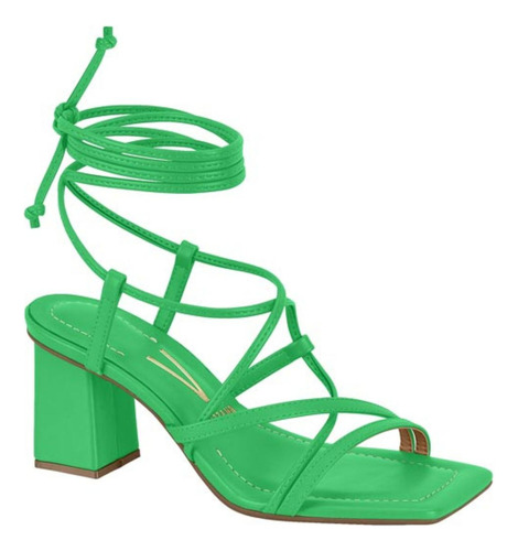 Sandália Vizzano Salto Bloco Com Amarração Lace Up