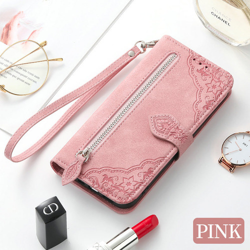 Funda Tipo Cartera De Piel Con Cremallera De Lujo For Tarje