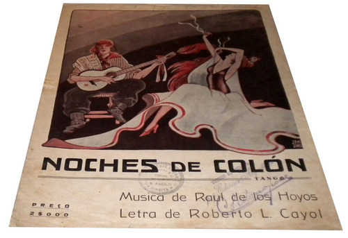 Partitura Noches De Colón Raul De Los Hoyos  Piano 1929 *