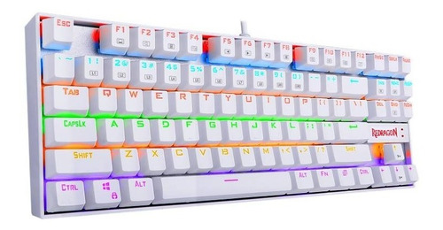 Teclado Redragon Kumara K552 Rainbow Switch Red Blanco Idioma Español Latinoamérica