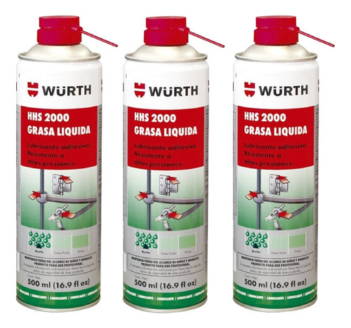 Wurth Hhs2000 Grasa Liquida De 500 Ml: Pack De 3 Piezas