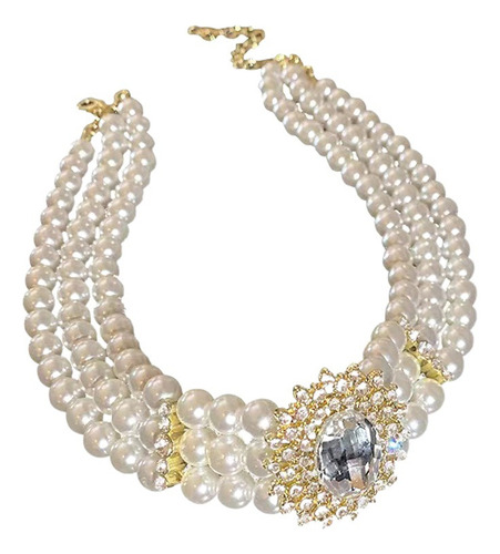 Collar Coreano Elegante De Perlas Y Diamantes De Imitación D