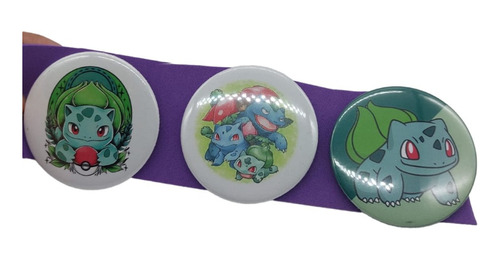 Pack X3 Pins Pines Team Bulbasaur Starter Poke Ball