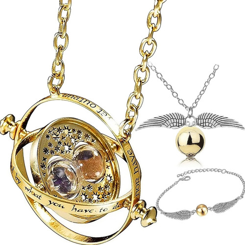 Collar Giratiempo School Of Magic + Collar Y Pulsera Snitch