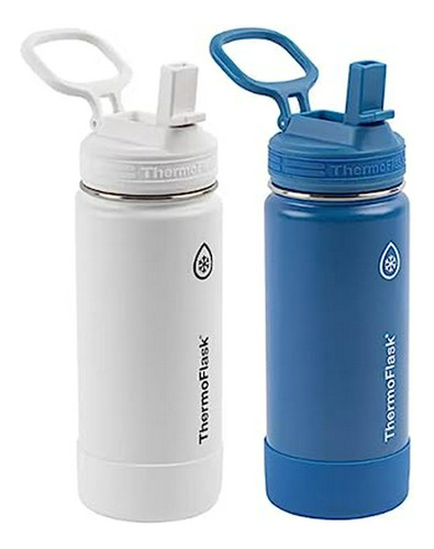 Set 2 Botellas Acero Inoxidable 16 Oz (blanco/azul)