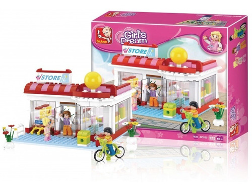 Imagen 2 de 8 de Sluban Girls Dream B0529 Nenas 289 Bloques Tienda Shoping