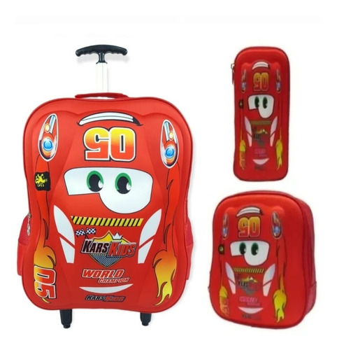 Mochila Rodinha Escolar Tam G 3d  Carro Infantil Vooz Mc3685