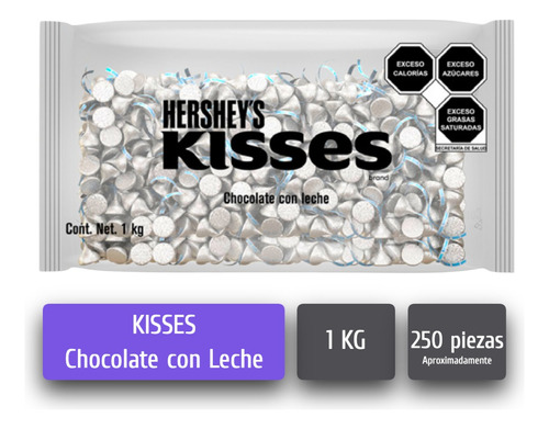 1 Kilo Chocolates Kisses Plateado De Hershey Bolsa Original