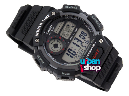 Reloj Casio Caballero Ae 1400wh 1a Negro Cronometro Alarma