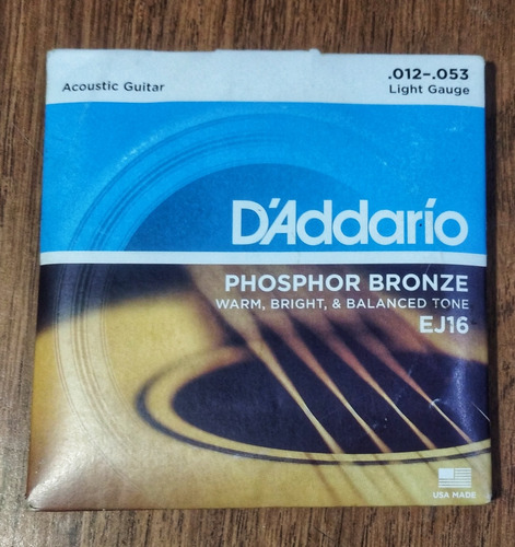 Cuerdas Para Guitarra Acústica Y Electroacústica D'addario