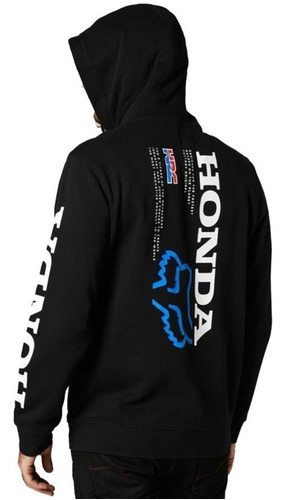 Imagen 2 de 6 de Campera Negra Honda Zip Con Capucha Moto Atv Fox Head