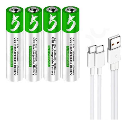 Pilas Recargables Tipo C Aaa 4 Unidades Blanco