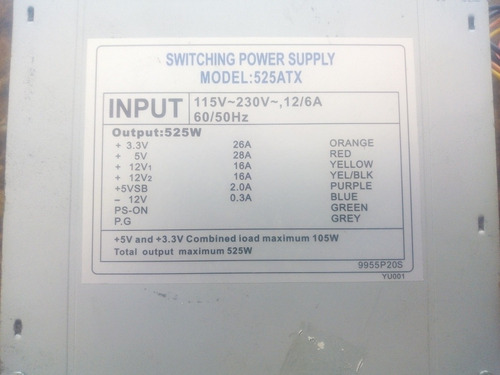 Imagen 2 de 4 de Fuente De Poder Atx 525w