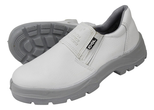 Bota Botina Sapato Branco De Elástico Bico Aço- Profissional