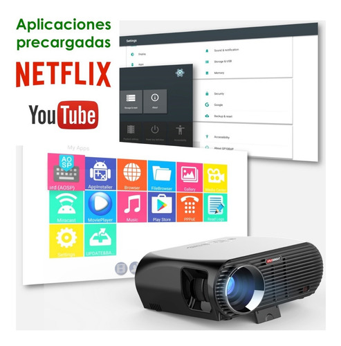Imagen 7 de 9 de Proyector Profesional Led 3500 Lumens Android Multipuertos Miniteclado Incluido