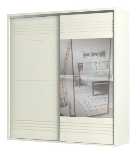 Guarda-roupa Casal 2 Portas 2 Gavetas Com Espelho 100% Mdf Cor Branco