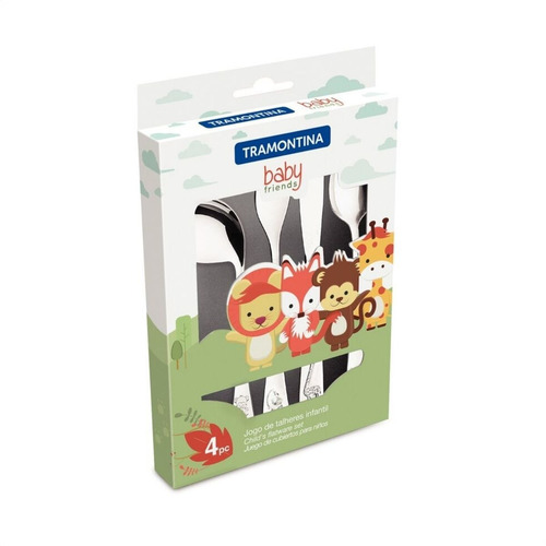 Imagem 10 de 10 de Talheres Infantil Aço Inox Alto Brilho Tramontina 4 Peças