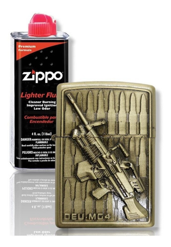 Kit Zippo / Gasolina + 1 Encendedor Tipo Zippo / Metralleta