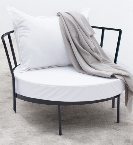 Almohadon Base Camastro 80cm Diametro Tela Bagun Impermeable Blanco Liso