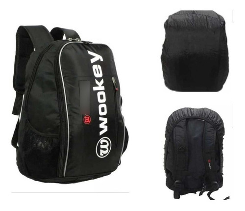 Mochila Reforçada Impermeável Grande 54 L Com Capa De Chuva Cor Preto