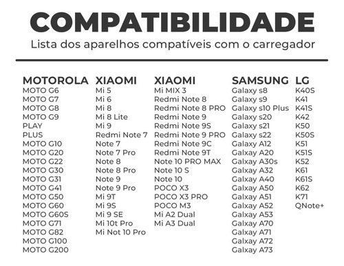 Carregador Turbo Tipo C Para Motorola Moto G10 G9 G8 G7 30w Cor Preto