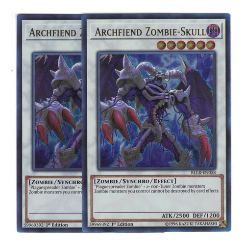 Yugioh 2x Archfiend Zombie Skull Ultra 1st Bllr-en058