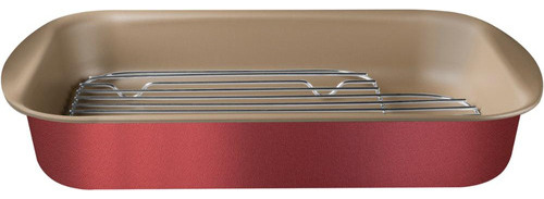 Assadeira De Alumínio Antiaderente Com Grelha 34cm Cor Vermelho