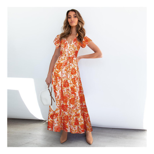 Vestido De Verano Con Cuello En V Para Mujer, Playa, Bohemio