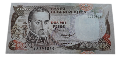 Billete Colombia 2000 Pesos Oro 17 De Diembre De 1994 